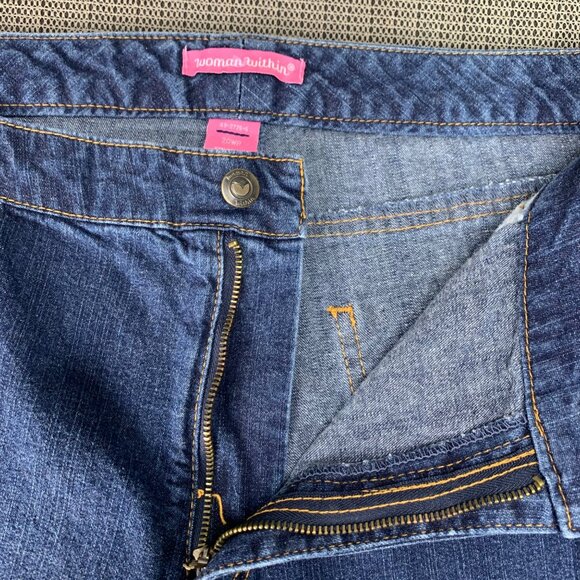 Woman Within Womens Plus Size 20WP Blue  Denim Capri Pants High Rise Stretchy - Picture 4 of 9